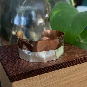 Two-Tone Metal Cuff Bracelet